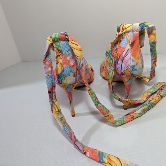 NEW Womens Gianni Bini Wrap High Heel Sandals Strappy LaceUp MultiColor - Picture 5 of 7